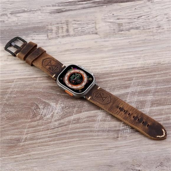 NEW Brown Vintage Genuine Leather Apple Watch Band - Picture 3 of 7